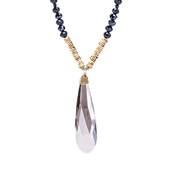 Ophelia Beaded Crystal Teardrop Long Necklace