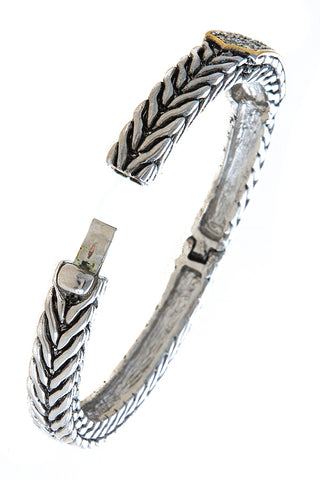 Lana Crystal Chevron Etched Cable Bangle