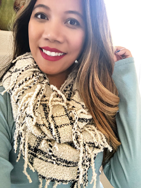 Reed Plaid Supersoft Infinity Fringe Scarf