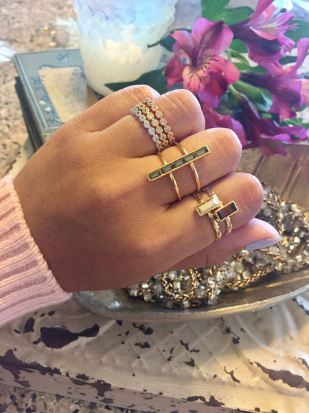Tri tone stackable rings store