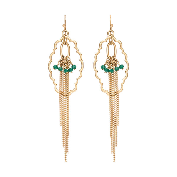 Joanna Cluster Bead Fringe Long Dangle Earrings