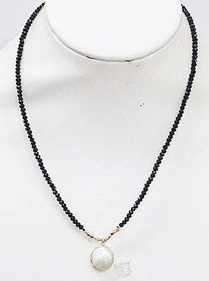Talulah Black Beaded Pearl Delicate Necklace