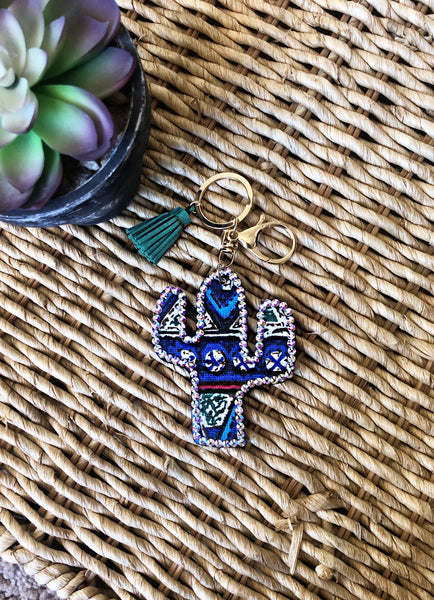Feelin' Prickly Rhinestone Studded Serape Key Chain