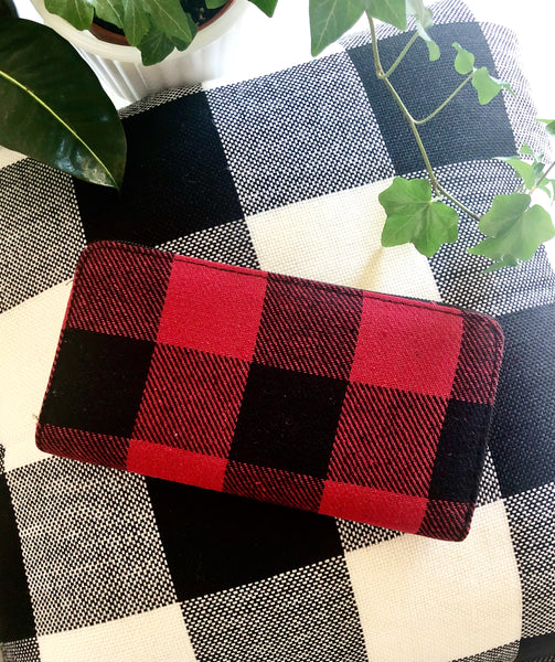 Red Buffalo Check Plaid Zipper Wallet