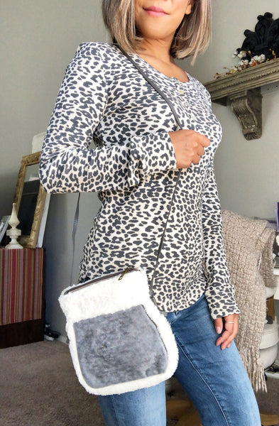 Mary Sherpa and Faux Suede Cute Purse - 3 colors
