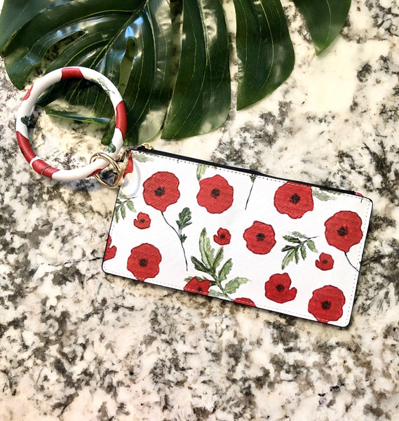 Wild Poppies Keychain Wristlet Pouch