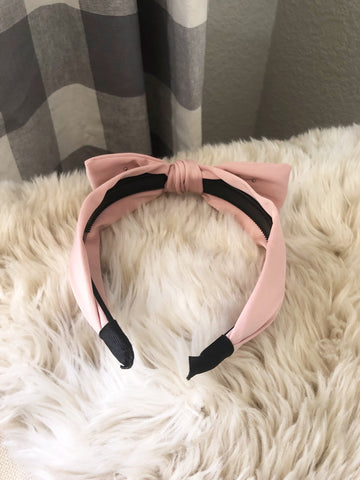 Bobbi Pink Pearl Encrusted Bow Fabric Headband