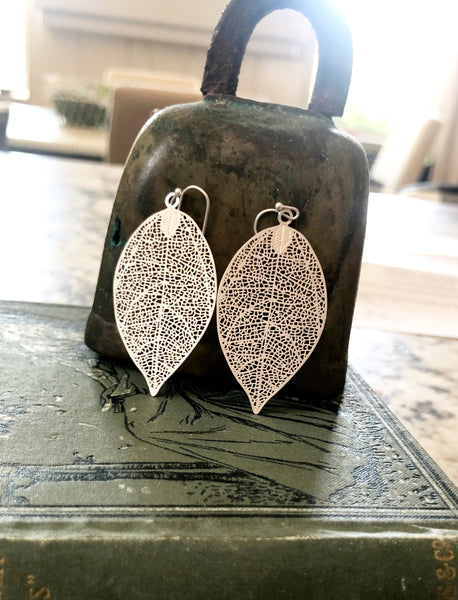 Changing Seasons Leaf Dangle Earrings - silver
