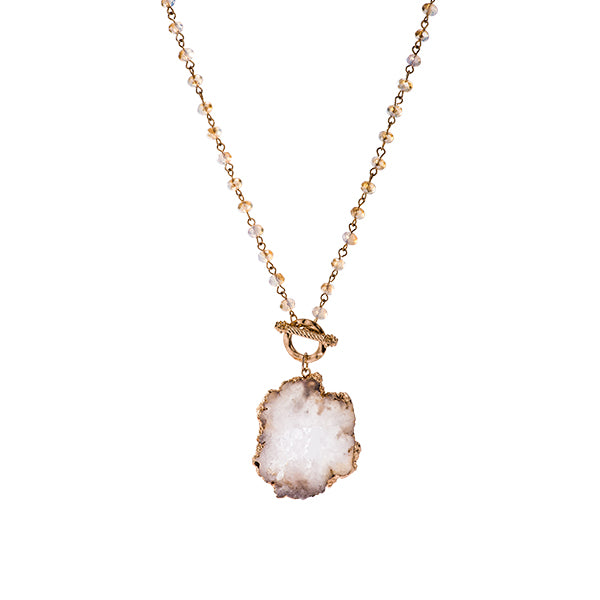Esme Druzy Beaded Toggle Long Necklace