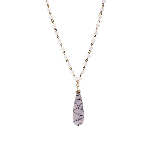 Corinne Teardrop Stone Beaded Necklace - 4 Colors – Trellis