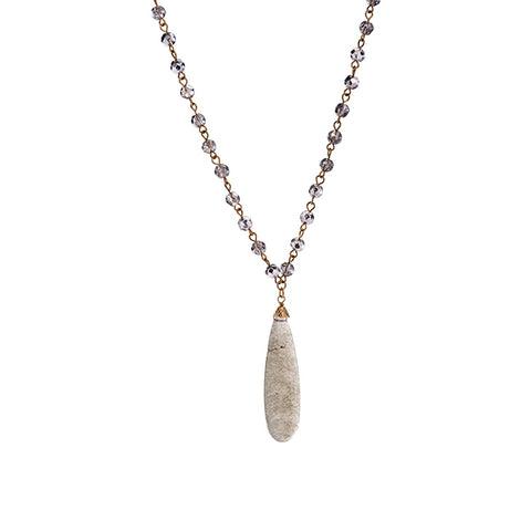 Corinne Teardrop Stone Beaded Necklace - 4 Colors