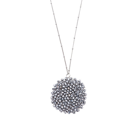 Poppy Metallic Silver Swirl Bead Necklace