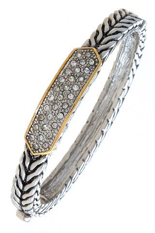 Lana Crystal Chevron Etched Cable Bangle