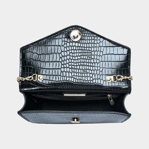 Scottsdale Black Croc Vegan Leather Clutch Crossbody Bag
