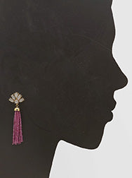 Lotus Floral Beaded Tassel Earrings - 6 colors!