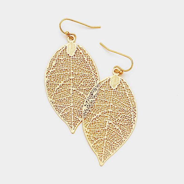 Changing Seasons Leaf Dangle Earrings - silver or gold