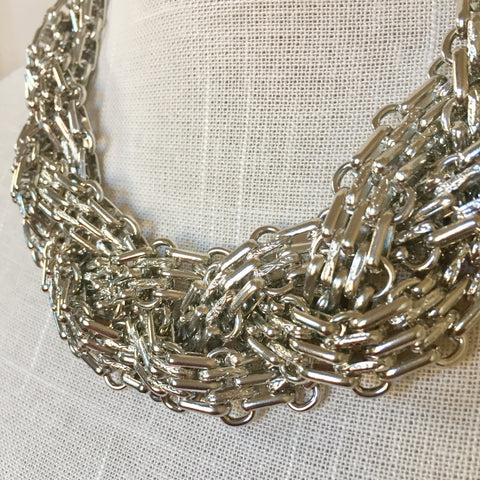 Mia Silver Braided Mesh Collar Necklace