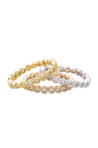 Gia Tri-Tone Crystal Stackable Rings