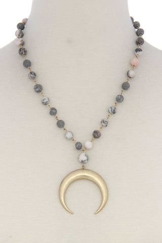 Mendes Crescent Moon Stone Necklace