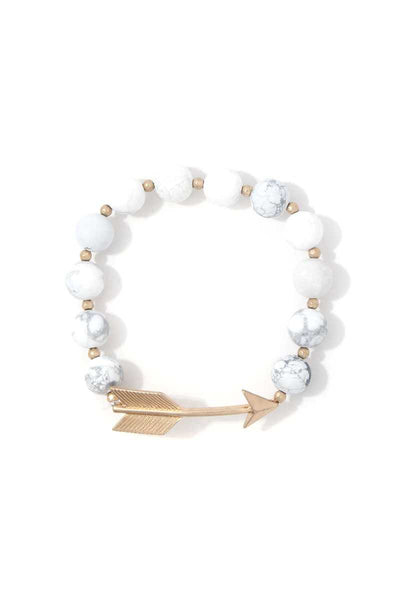 Ohana White Howlite Stone Arrow Charm Bead Bracelet