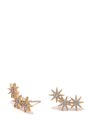 Starlett CZ Triple Star Stud Earrings