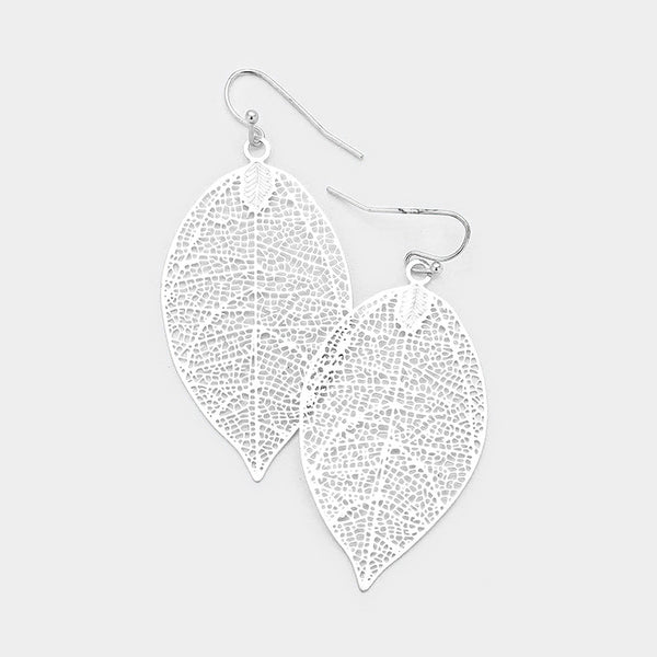 Changing Seasons Leaf Dangle Earrings - silver