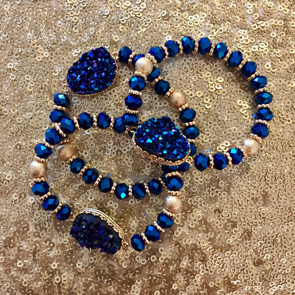 Olivia Blue Metallic Druzy Bracelet