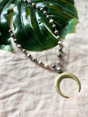 Mendes Crescent Moon Stone Necklace
