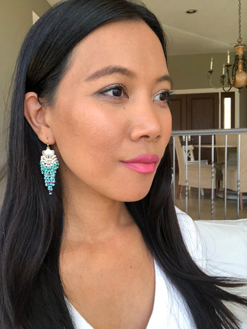 Alicia Beaded Ombre Fan Earrings - 3 colors