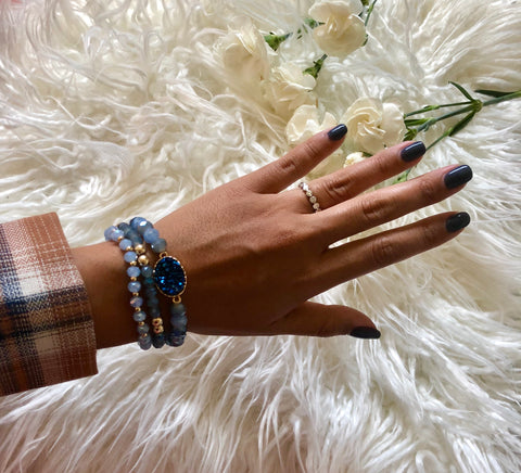 Lillia Blue Aurora Borealis Druzy Bracelets