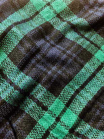 Crewe Hunter Green and Navy Blue Plaid Blanket Scarf