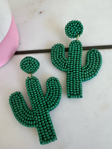Restock! Tubac Beaded Cactus Statement Earrings