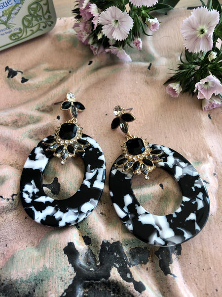 Claudia Floral Oval Statement Earrings