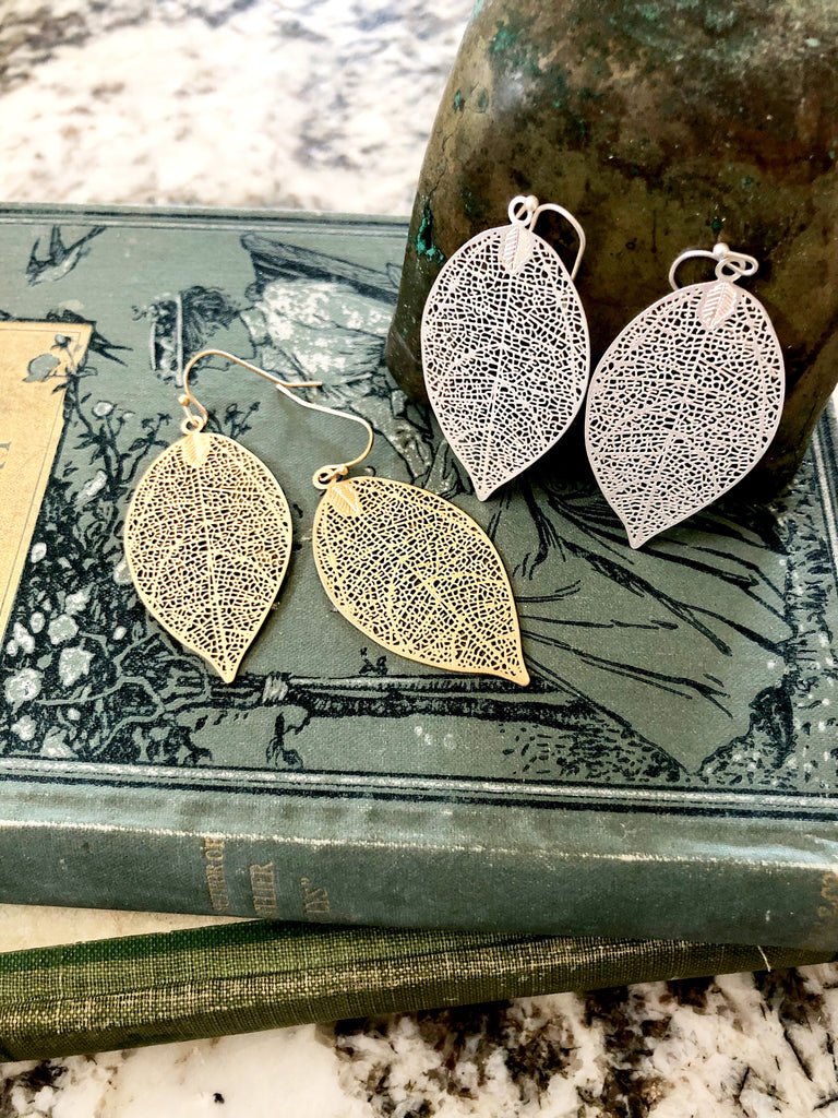 Changing Seasons Leaf Dangle Earrings - silver or gold – Trellis Lane  Boutique