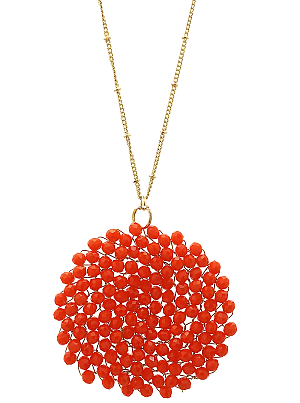 Poppy Deep Orange Swirl Bead Necklace