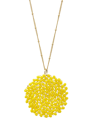Poppy Yellow Swirl Bead Necklace