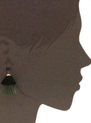 Aida Green Druzy Tassel Earrings
